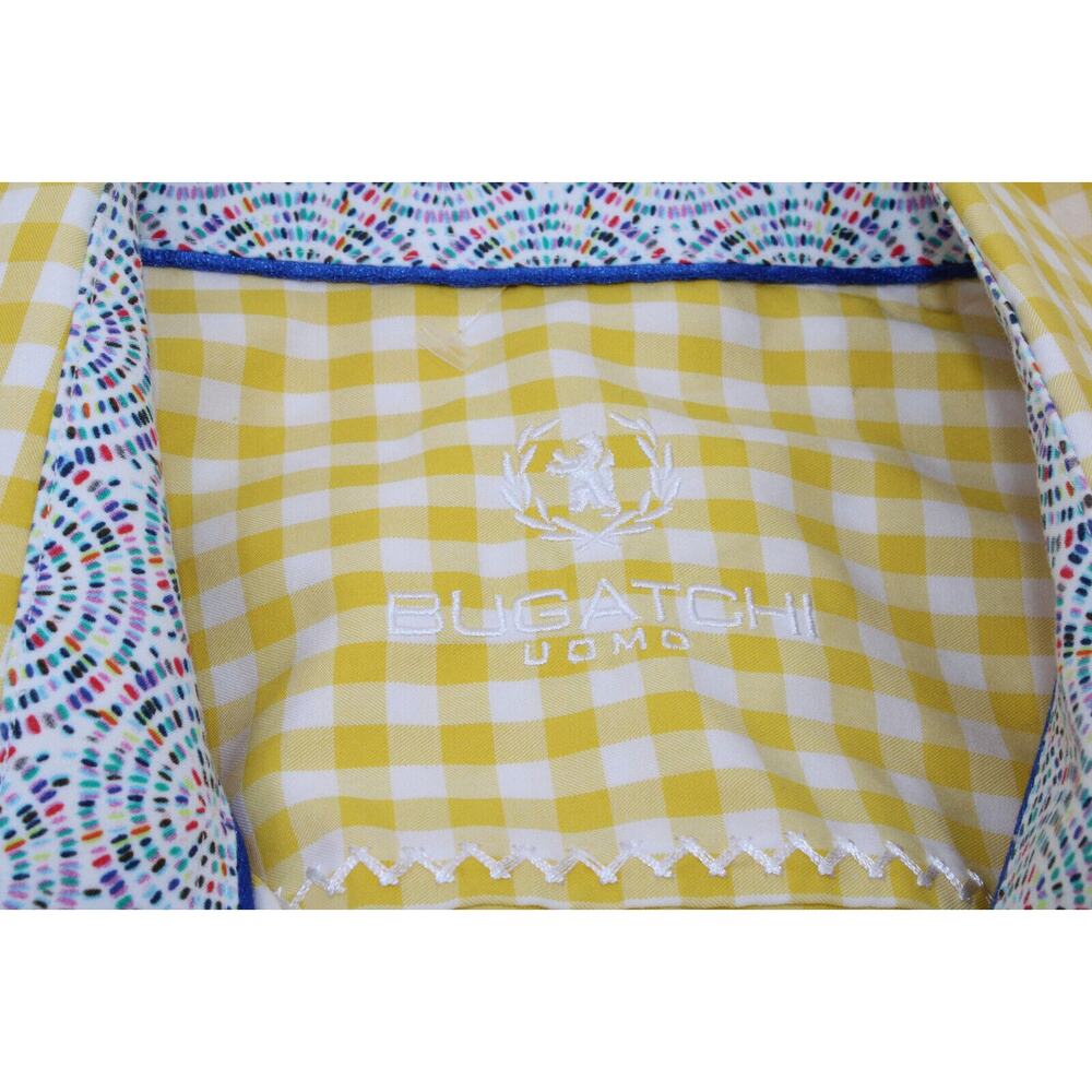 A4 Auth Bugatchi Uomo Yellow Check Button Up Long… - image 4